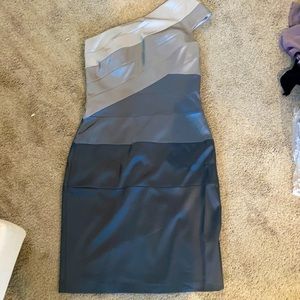 Three grey one shoulder dress